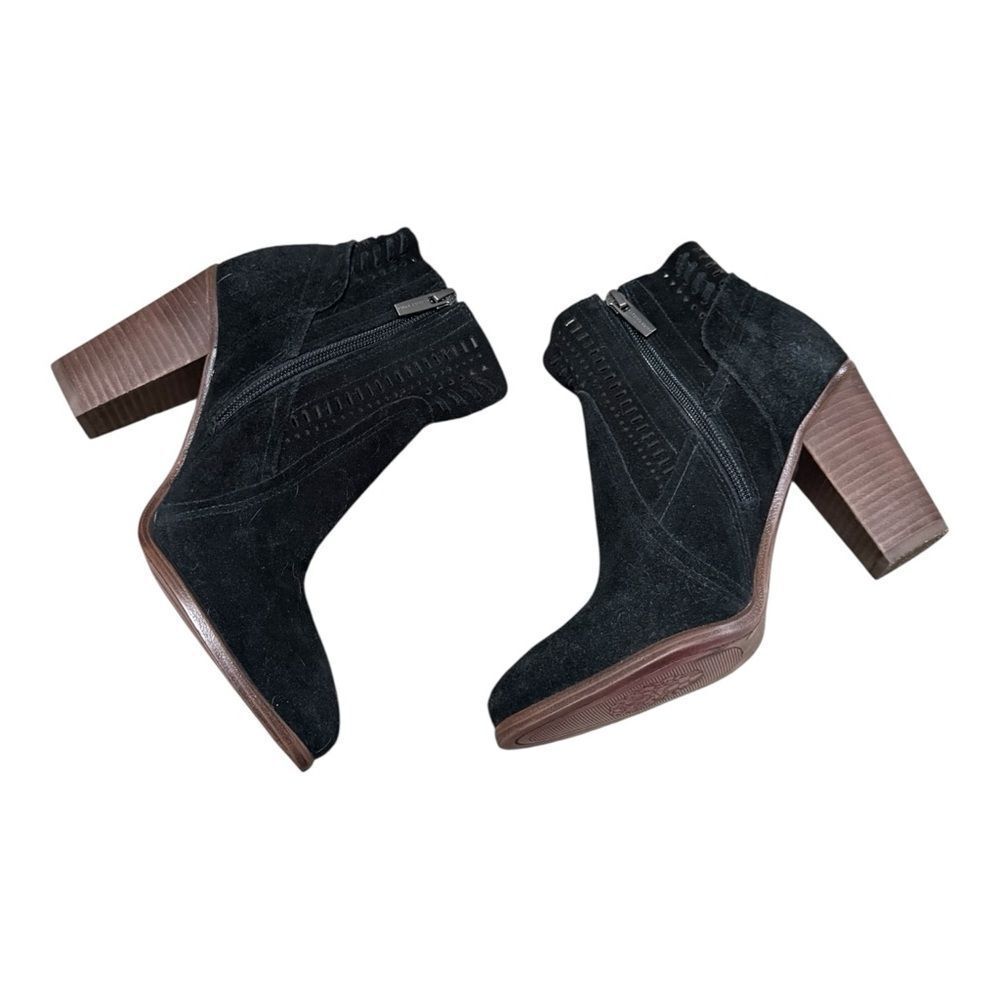 Vince Camuto Black Suede Perforated Fenya Ankle Boots Size 7M